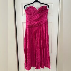 Free People Strapless Dress in Vibrant Pink